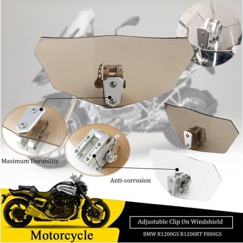 For BMW R1200GS R1200RT F800GS Adjustable Clip On Windshield Extension Spoiler Motorcycle Windscreen Flyscreen Wind Deflector