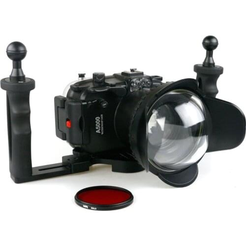 For Sony A5000 A5100 Camera Waterproof Housing Case Scuba Dive Underwater 40m Photography Device + Filter Fisheye Stabilizer
