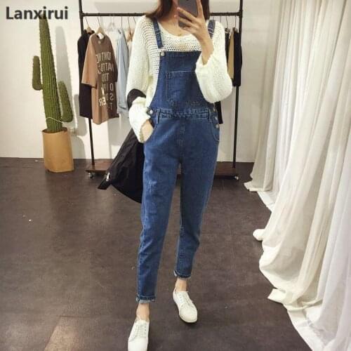 Denim Bib Pants Female Bf Loose Plus Size Denim Trousers Female Jumpsuit Cheap Wholesale