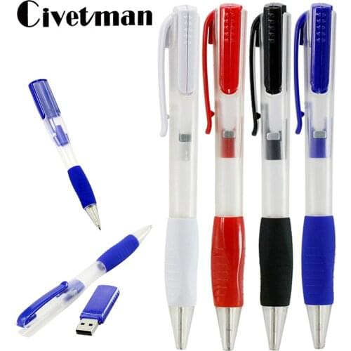 Pen Drive Plastic Ballpoint Pen 256GB USB 2.0 Flash Drive 8GB 16GB 32GB 64GB 128GB Memory Flash Stick Pen For Student Pendrive