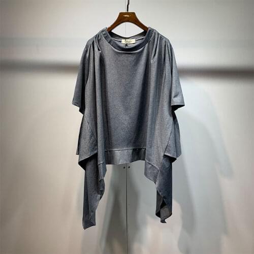 Summer original dark fashion bat sleeve loose designer t-shirt mens street style irregular hem T-shirt fashion