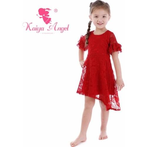 Kaiya Angel 2018 Fashion Adorable Baby Wedding Princess Toddler girls Summer Girl Red Dresses Children Birthday Party Clothing