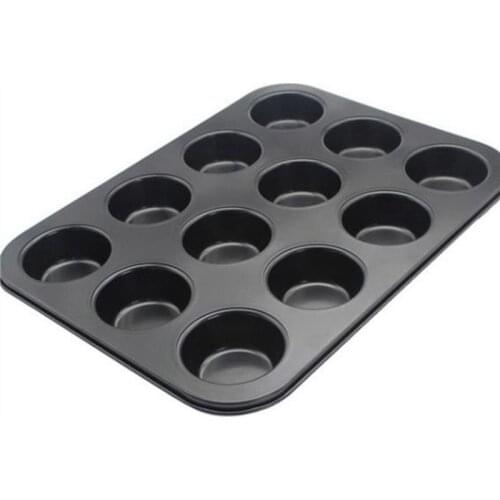 Kapmore 1pc Bread Cake Mould Muffin Pan Non-Stick 12-Cavity Carbon Steel Cupcake Pan Cupcake Baking Mold DIY Baking Tools