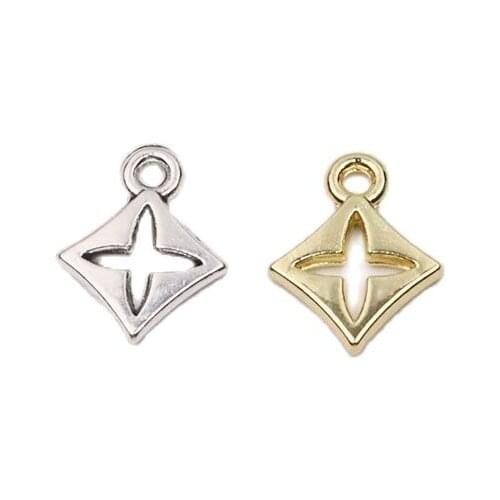 Eruifa 20pcs 8mm Pretty Hollow Open Star Cross Flower Coin Zinc Alloy DIY Charms Pendant 2 Colors