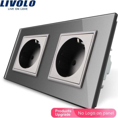 Livolo EU Standard Wall Power Socket, White Crystal Glass Panel Smart Socket Adapter Manufacturer of 16A Wall Outlet,C7C2EU-15