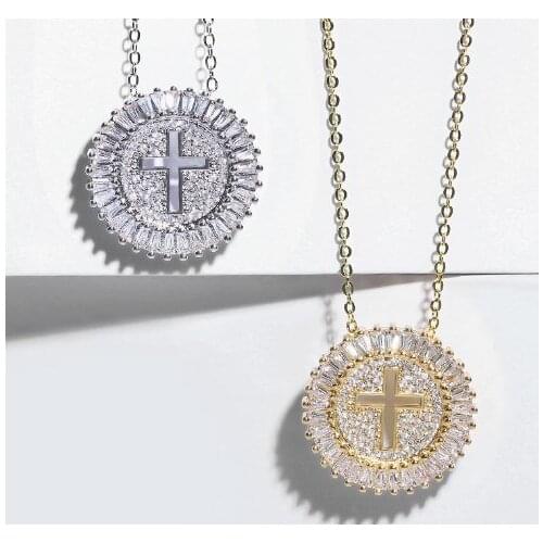 Cross multicolor micro pave cz zircon cubic zirconia necklace copper Clavicle gold plated Snake Chain Choker Pendant hfg3