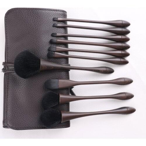 Brand 10 Pcs Wooden Handle Profession Makeup Brush Set BASF Fiber Wool Loose Powder Profile Blush Blend Make up Tool