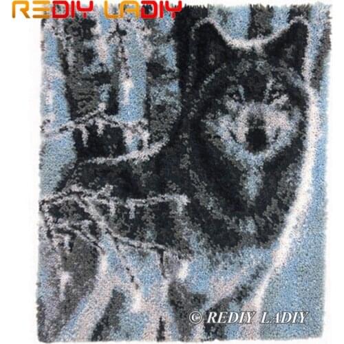 Latch Hook Kits Make Your Own Rug Forest Wolf Tapestry Crochet Cushion Mat DIY Carpet Rug Set Pre-Printed Canvas Hobby & Crafts