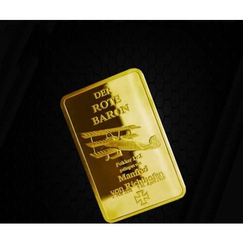 Deutsche Fine Gold Manfred Albrecht Freiherr Von Richthofen Gold Bullion &Clad Bar Replica Collection Coins 44*28MM