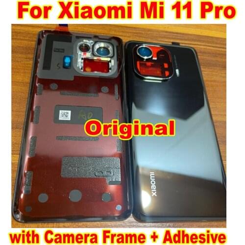 Original New For Xiaomi Mi 11 Pro Mi11 Pro Phone Lid Back Battery Cover Housing Door Rear Case with Camera Frame + Adhesive Tape