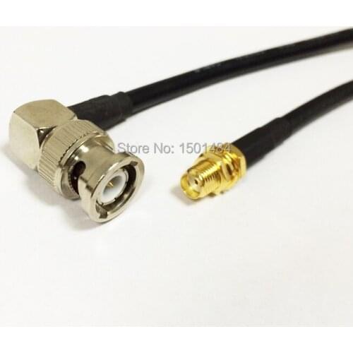 New SMA Female Jack Connector Switch BNC Male Plug Right Angle Convertor RG58 Wholesale Fast Ship 50CM 20"Adapter