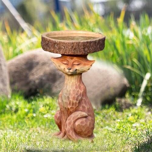 Resin Standing Foxs Birdbath Animal Statue Outdoor Birdfeeder Resin Decoration Cute Foxs Garden Ornament for Garden SCIE999