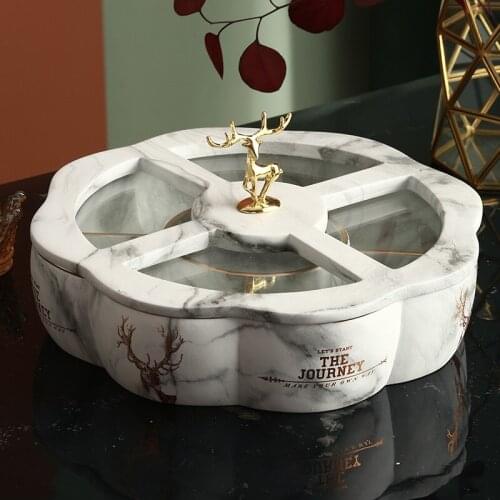 Resin Nordic Plates Luxury Fruit Snack Candy Modern Simple Dessert Cute Bowl Plates Living Room Bandeja Comida Tableware DG50GP