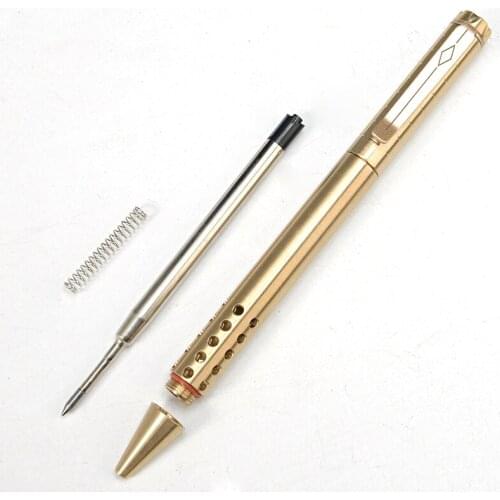 Solid Brass EDC Bolt Action Ball Point Pen Unisex Tactical Pens Gold Metal Copper Gift Pen Stylus Private Travel Kit
