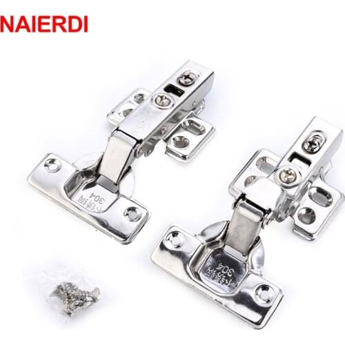 NAIERDI C Series Stainless Steel Hinge Door Hydraulic Hinges Damper Buffer Soft Close Cabinet Cupboard Door Furniture Hardware