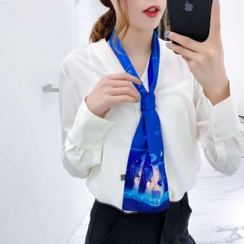 Constellation Luxury Brand Scarf Women Silk Scarf Bag Skinny Scarves Design Wrist Towel Foulard Neckerchief Headband For Ladies