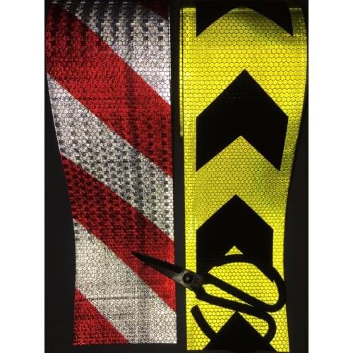 10cm*1M Arrow/Twill Self-adhesive PVC Reflective Safety Warning Tape Road Traffic Construction Site Reflective Guide Sign