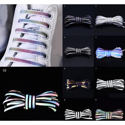 1Pair Reflective Shoelaces Laser Sequin Shoelace Weave Braided Bracelet Sneakers Running Shoes Lace Adult children Shoe Strings