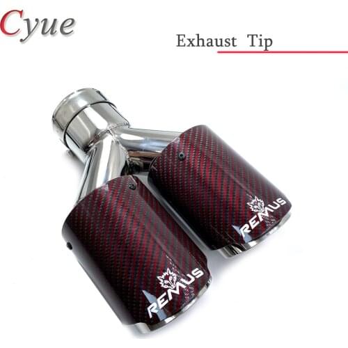 1Piece Car Modification Remus Universal Automobile Exhaust Pipe Muffler Tip Red Carbon Fiber Series Car Exhaust Tip Muffler