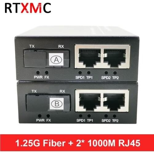 1G2E 1.25G Fiber port & 2*10/100/1000M Gigabit Ethernet Switch 2 RJ45 fiber optic media converter