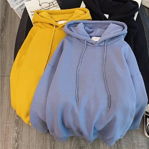 2020 Plus Velvet Basic Hoodies for Women Leisure Pullover Female Winter Solid Casual Oversize Sweatshirt Thick Hooded Tops Hoody