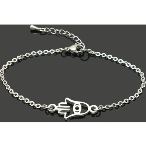 Evil Eye Hand Charm Stainless Steel Chain Bracelet High Quality Stainless Steel Evil Eye Pendant Chain Bracelet For Women Girls
