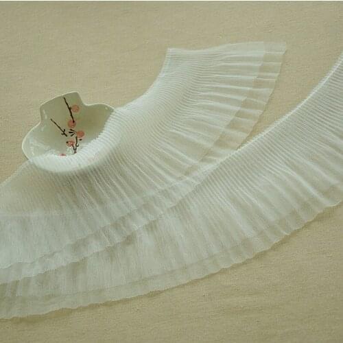 1M Pleated Black Lace Trim White Lace Fabric 12cm Sewing Curtain Guipure Mesh Elastic Ribbon Deco Craft Supplies dentelle SA6