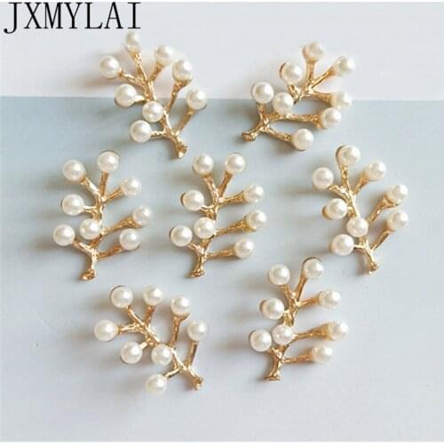 10 PCS 20mm*32mm Fashion Metal Alloy Branch Pearl Connectors Charm Findings For Jewelry Making