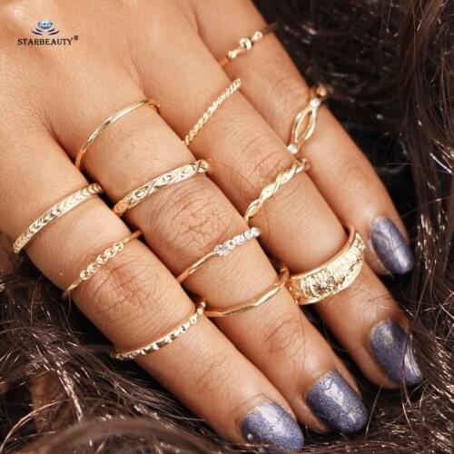 12pcs/lot Gold Color Carved Owl Wedding Ring Set Midi Knuckle Ring Sets Thin Knuckle Rings for Fingers Toes Women Jewelry Gifts