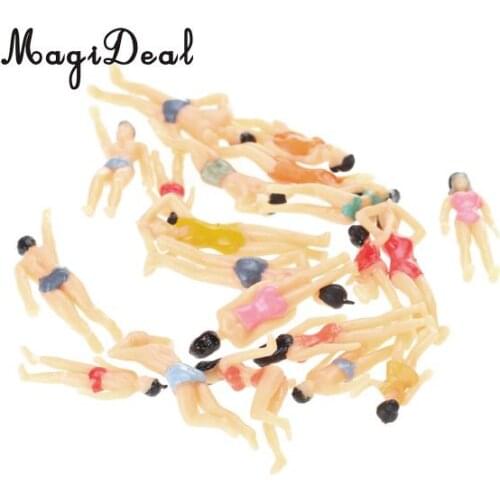 20Pcs/Pack Mix 1:50 O Scale Painted Model Summer Beach Swimming Pool Scene People Figure Dollhouse Art Craft Toys