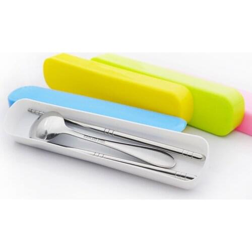 2020 Soild Color Portable Plastic Chopsticks Box Fork Spoons Storage Case Cutlery Traveling Camping Supplies Storage Box