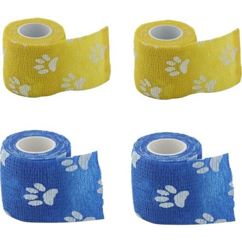 4 Pieces Self Adherent Cohesive Wrap Bandages for Pet - 2 Inches 5 Yard