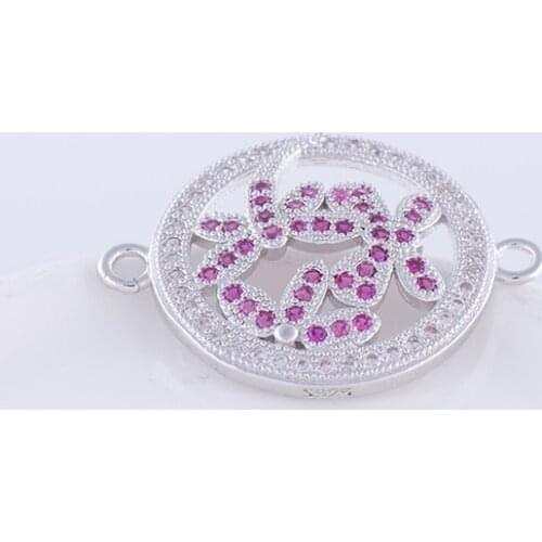 5pcs Colorful Zircon Dragonfly & Flower Charms For Jewelry Making Diy Copper Micro Pave Connector Charms Wholesale