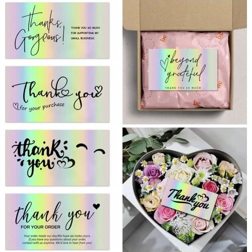 50Pcs Thank You For Your Order Appreciate Cards Gorgeous Beyond Grateful Labels Greeting Postcard Package Inserts Online Retail