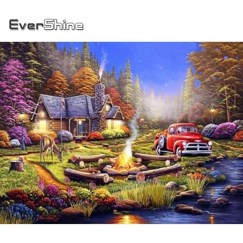 EverShine Diamond Painting Landscape Cross Stitch Kits Full Drill Square Diamond Embroidery House Needlework Car Home Decor
