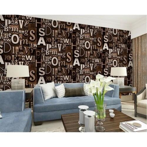 Beibehang wallpaper for kids room behang 3D stereo English alphabet bar cafe KTV retro brick wallpaper 3d wall papers home decor