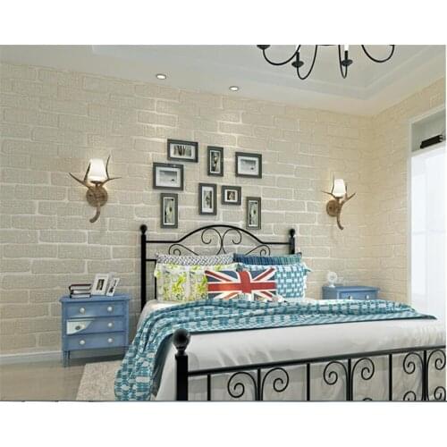 Beibehang wallpaper for kids room Mediterranean brick flocking non-woven pearlescent bedroom walkway restaurant wallpaper roll