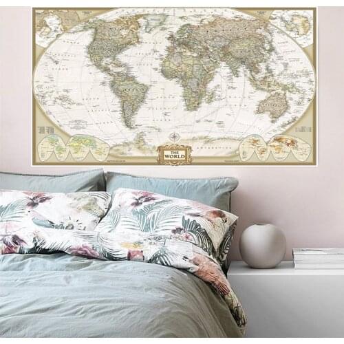 Large Physical Map of The World Politics In The Past 2007 Non-woven Vintage Poster World Map for Education School Office Decor