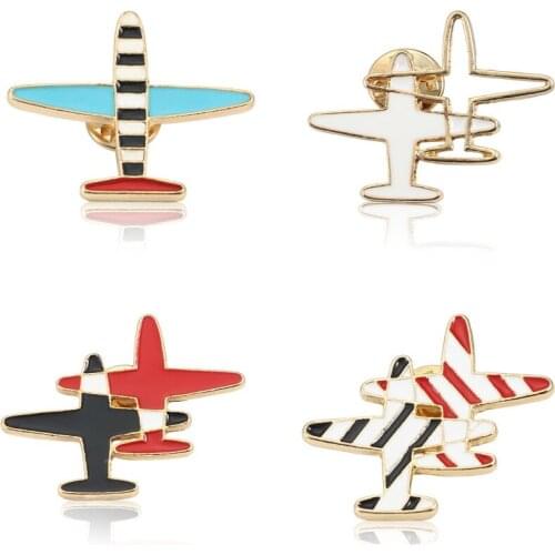 Trendy Women Enamel Airplane Aircraft Transportation Brooch Pin Airplane Air Plane Lapel Pin Brooch Badges