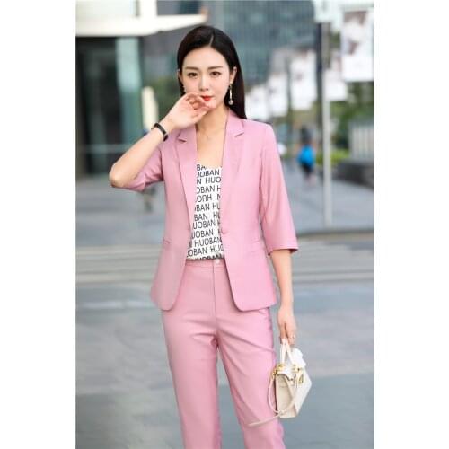 Formal Women Business Suits Spring Summer Half Sleeve Work Wear Blazers Professional for Ladies Office Blazers Set Outfits