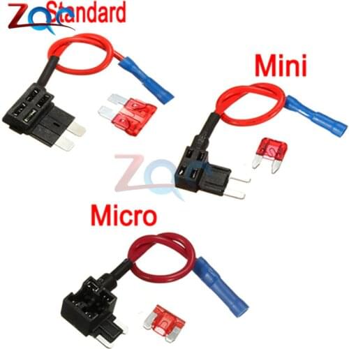 12V Fuse Holder Add A Circuit TAP Adapter Micro Mini Standard ATM APM Blade Auto Fuse with 10A Blade Car Fuse Holder Clip