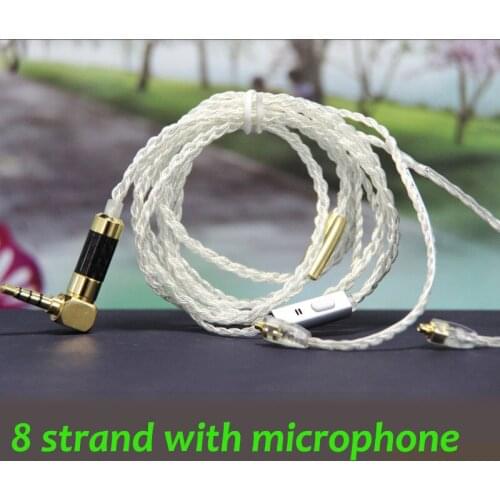 DIY 2.5mm 3.5mm 4.4mm Jack Earphones Cable OCC Silver Plated Cable MMCX 8 Strand Cable with Microphone