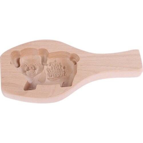 Mooncake Mold Chinese Traditional Mid-autumn Festival Moon Cake Mould Piggy Shape Wooden Handmade Baking Tool for Muffin Cookie