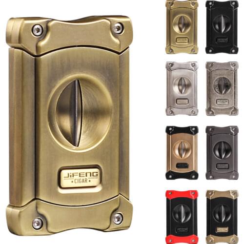 Guillotine Stainless Steel V-Cut Cigar Cutter Built-in Cigar Puncher