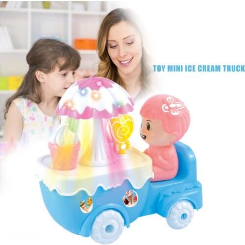 Mini Ice Cream Candy Car House Battery Powered Girl Gift Child Kid Play Toy Umbrella Rotation Accompanied by Colorful Lights