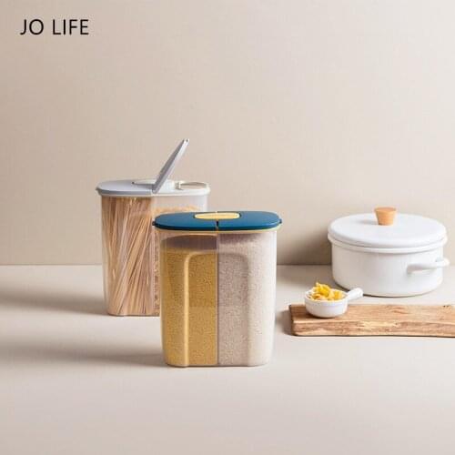 JO LIFE 2500ML Sealed Storage Box Plastic Compartment Cereal Dispenser Kitchen Food Grain Rice Storage Container