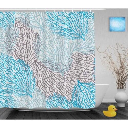 Coral Seamless Vector Pattern Bathroom Shower Curtains Beautiful Sea Life Shower Curtain Waterproof Polyester Fabric With Hooks