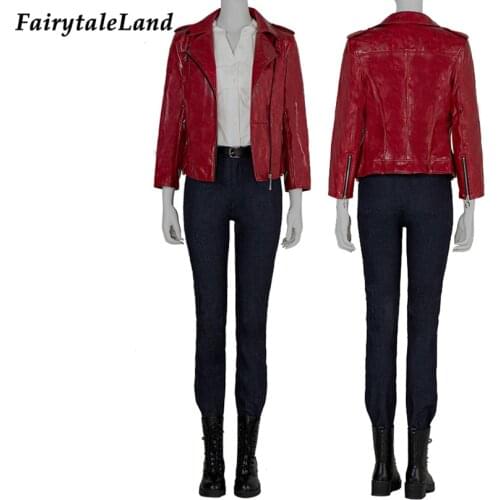 Hot Game RE Infinite Darkness Halloween Claire Redfield Cosplay Costume Superheroine Female Faux leather Jacket Outfit