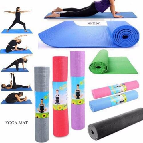 Yoga Pilates Mat Fitness Exercise Fitness Pad Cushion Resistance Band Purple 1 Piece Yoga Mat With Carry Strap