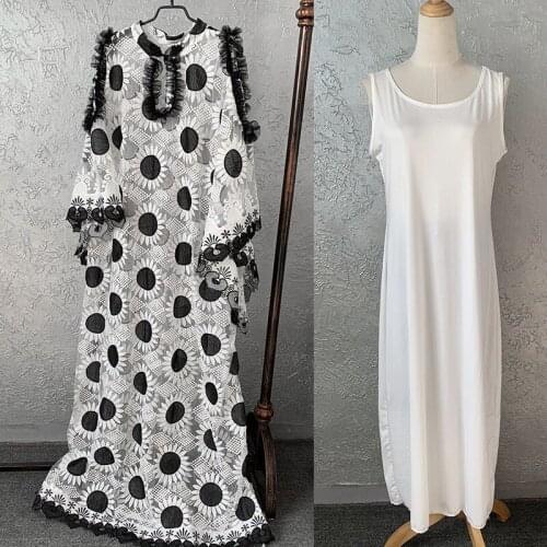 Lace African Dresses for Women Boubou Robe Femme African Dress Dashiki Embroidered Flower Kaftan Dress Africa Plus Size Clothing